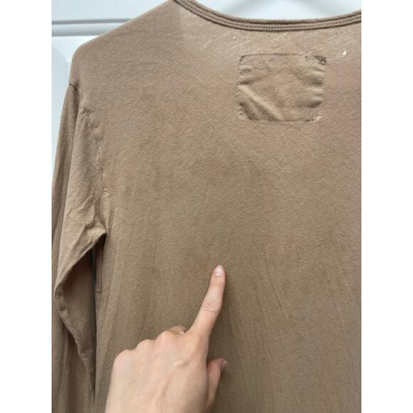 Frank & Eileen Tee Lab High Low Long Sleeve top light brown size small FLAWED - Picture 9 of 10